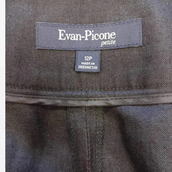 Evan  Picone Petite Black Ramie Trousers Size 12P - Picture 7 of 8